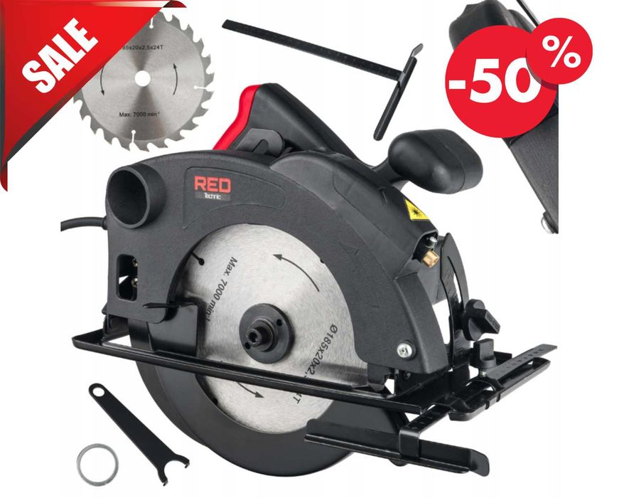 PIŁA TARCZOWA Pilarka Ręczna Do Drewna Z Laserem 2250W 185 (GRATIS)