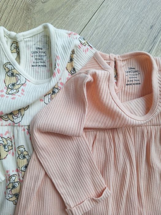 Sukienki dziewczęce primark 74 biała różowa disney simba lion king