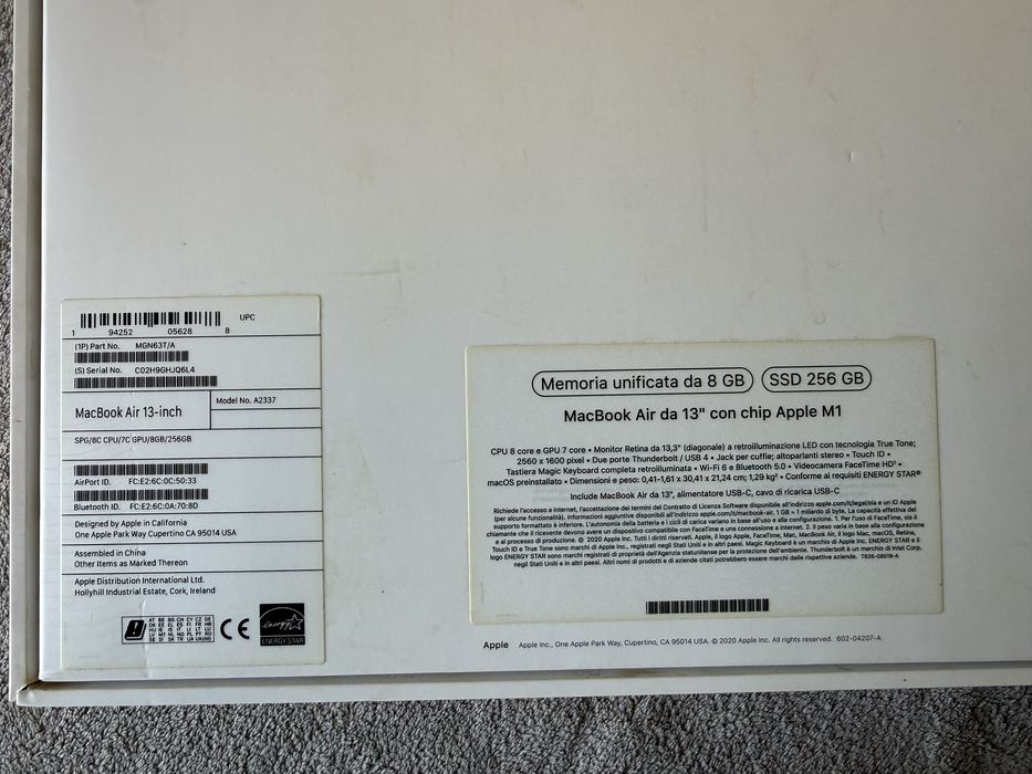 Apple Macbook Air 13” M1 2020