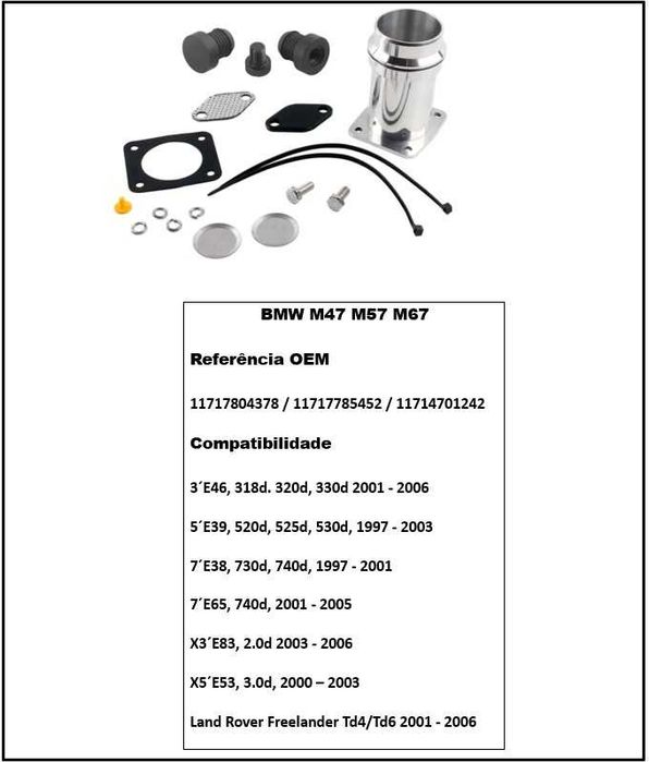 Kit anulação supressão de EGR BMW motores M47 M57 M67