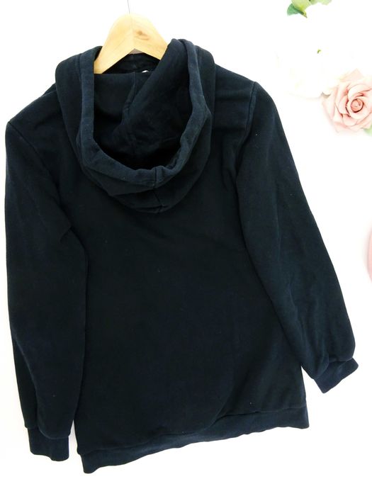 D Dresowa bluza damska Adidas kaptur logo czarna kieszenie długa S 36