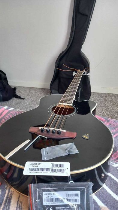 Gitara basowa Ibanez AEB8E-BK (z futerałem i stojakiem w zestawie)