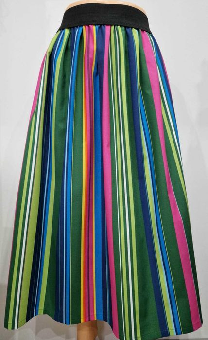Spódnica ludowa, folk, pasiak zielony, XL(42)