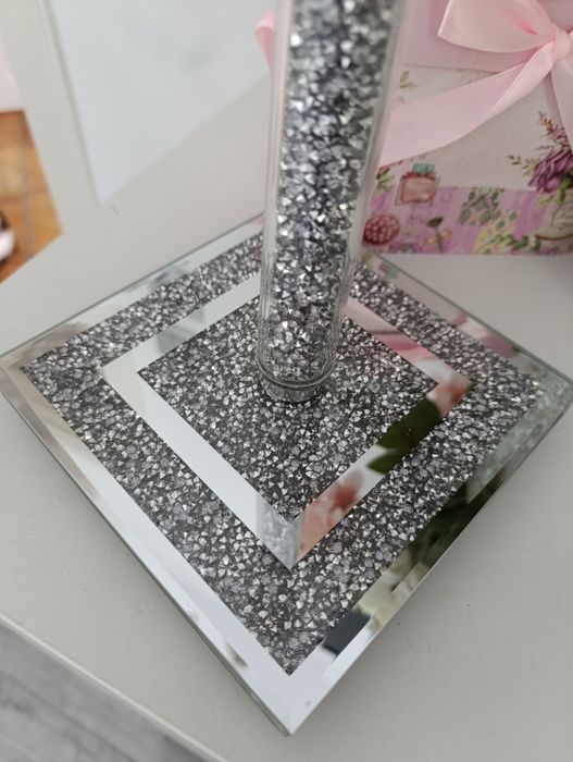 Stojak na papier srebrny lustrzany z kryształkami Glamour błyszczący