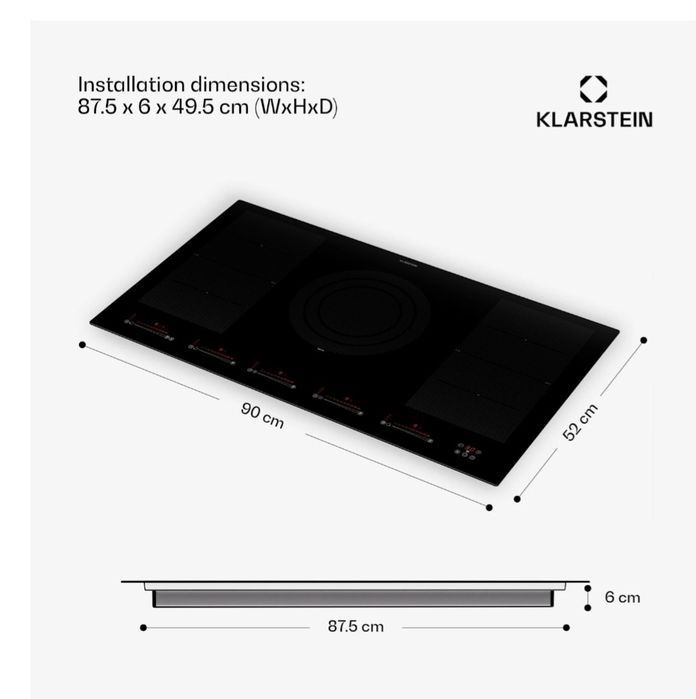 Masterzone 90cm Płyta Indukcyjna 5 Stref Gotowania Czarny