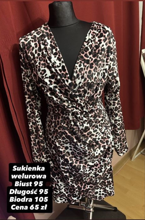 Welurowa sukienka panterka biust 95