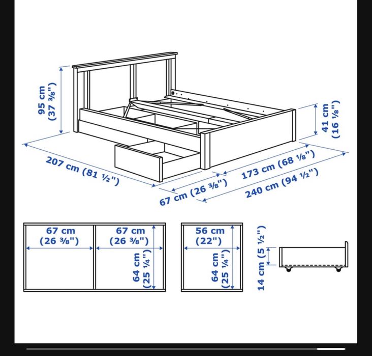 Cama de casal IKEA 160x200 - branca + estrado + colchão