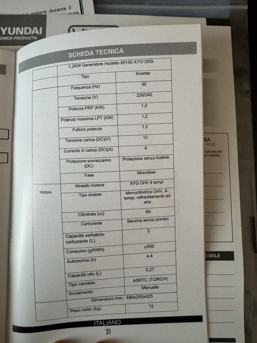 Генератор  Hyundai 1200i