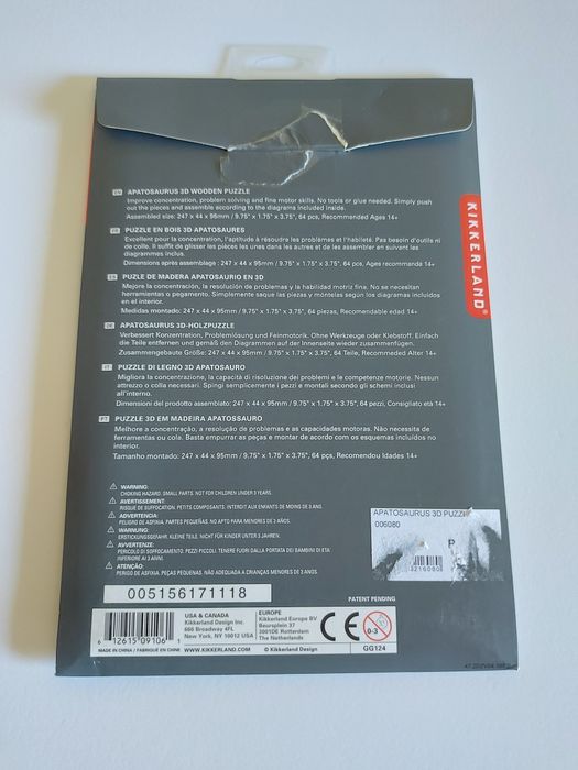 Puzzle 3D em madeira dinossauro (Apatosaurus)
Aberto, mas nunca utiliz