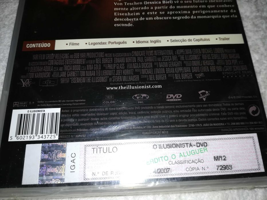 o ilusionista (filme/dvd) com edward norton - novo