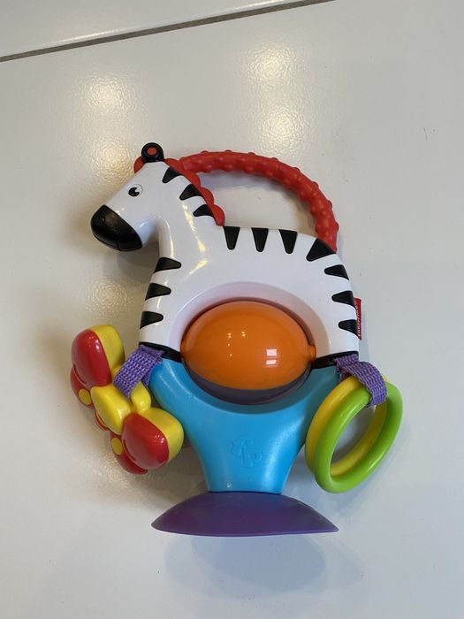 Fisher price zebra grzechotka, gryzak z przyssawką