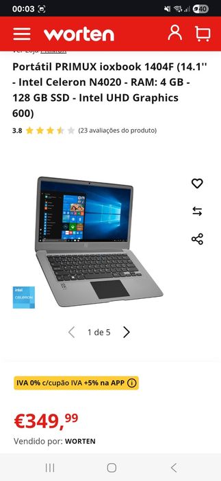 Computador portátil com 1 ano de garantia