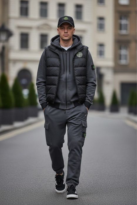 STONE ISLAND мужской спортивный костюм весна жилетка теплая мужская