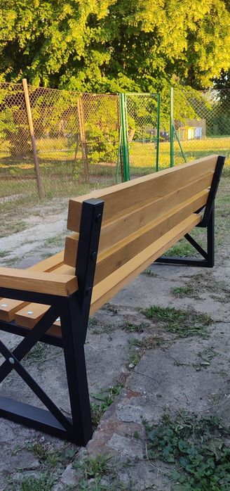 Ławka ogrodowa LOFT | solidna stal + drewno | 180 cm