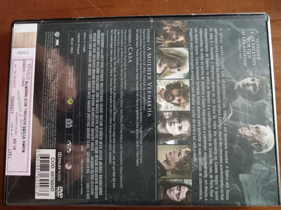 filme dvd original   - a guerra dos tronos - sexta serie -  disco 1