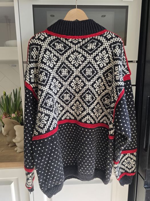 Sweter norweski wełniany 46-48 ciepły gruby