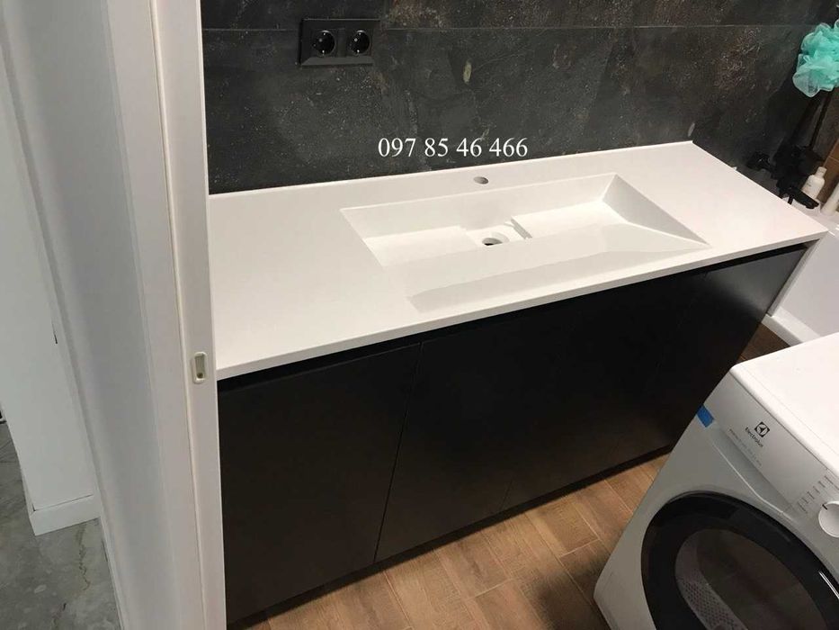 Суцільний умивальник і стільниця на пральну машину + тумба + дзеркало