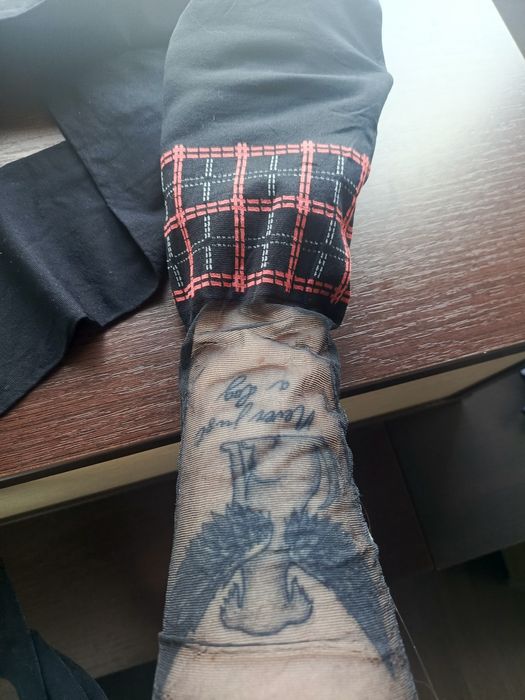 Rajstopy damskie zakolanówki czarne czerwone krata emo goth alternative