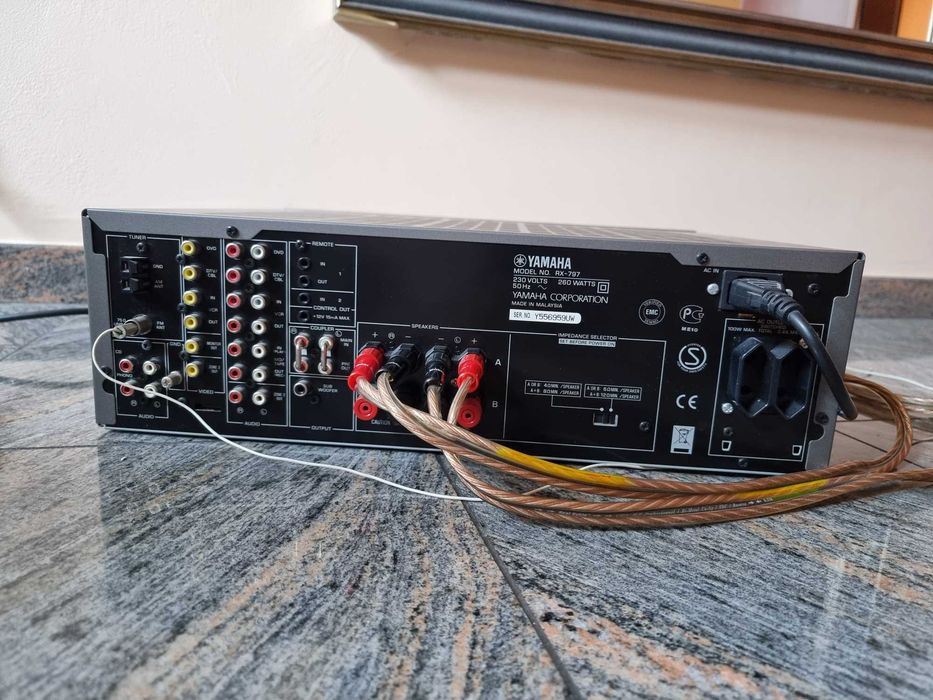 Zestaw stereo Yamaha RX-797 + kolumny ELAC FS 58 + pilot + kable