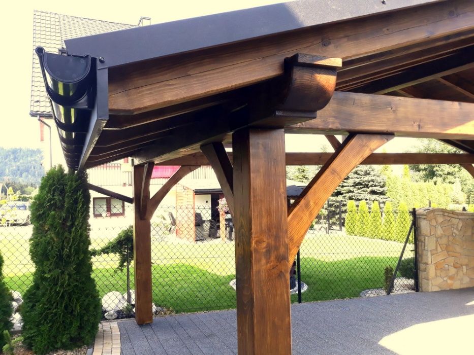 Wiata 4×7 m PREMIUM | Masywne słupy 20×20 | Drewno BSH | CNC | Montaż