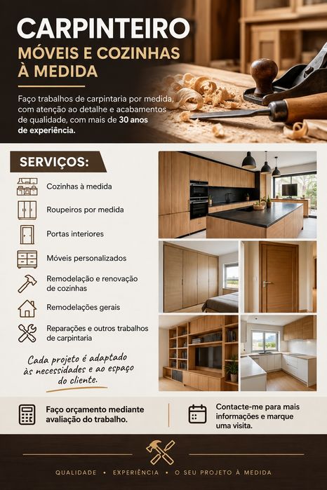 CARPINTEIRO + de 30 anos de experiência – MÓVEIS E COZINHAS À MEDIDA