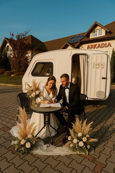 Fotoprzyczepa, fotobudka, ciężki dym ,wiatraki iskier