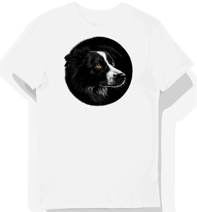 Koszulka męska biała z nadrukiem Border Collie 3XL