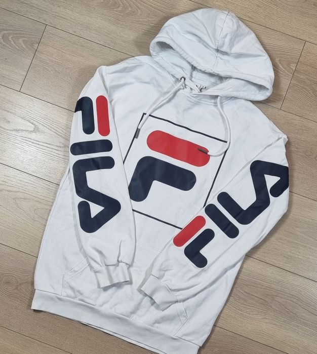 Bluza męska Fila, z kapturem, hoodie, biała, logo