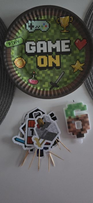 Minecraft świeczka 6 talerzyki Minecraft toppery Minecraft