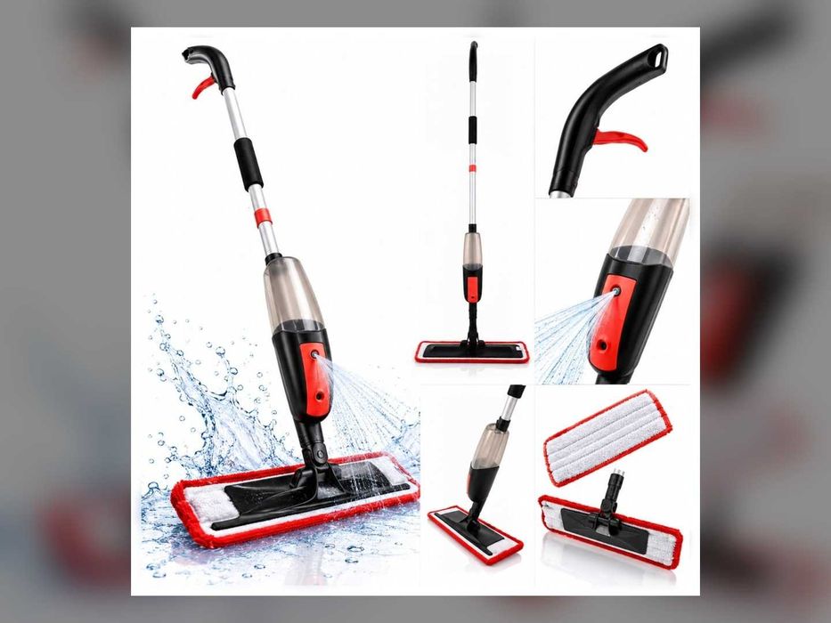 Nowy Mop Ze Spryskiwaczem Płaski Myjka Do Okien 2w1 Mikrofibra 41 Cm