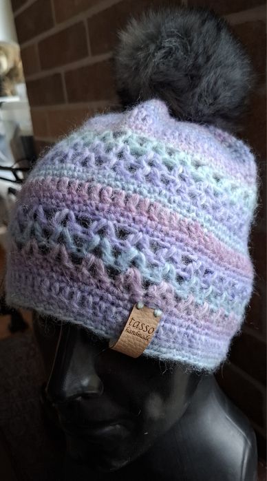 Ażurowa, ciepła czapka handmade