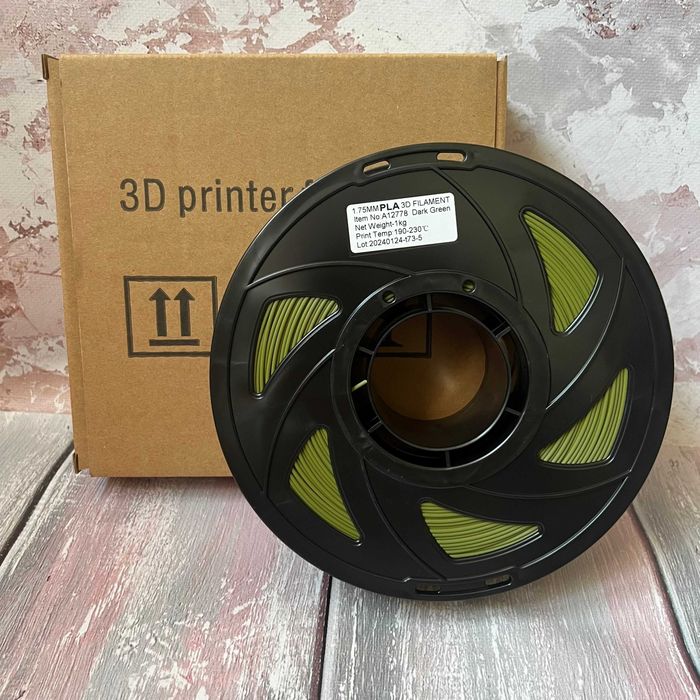 PLA пластик 1кг для 3D принтера та 3д друку. Темнозелений ПЛА філамент