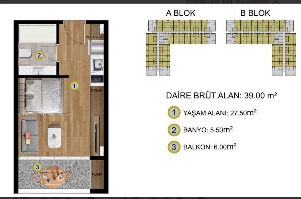 Не упустите свой шанс сделать выгодное вложение студия 39м2 Турция