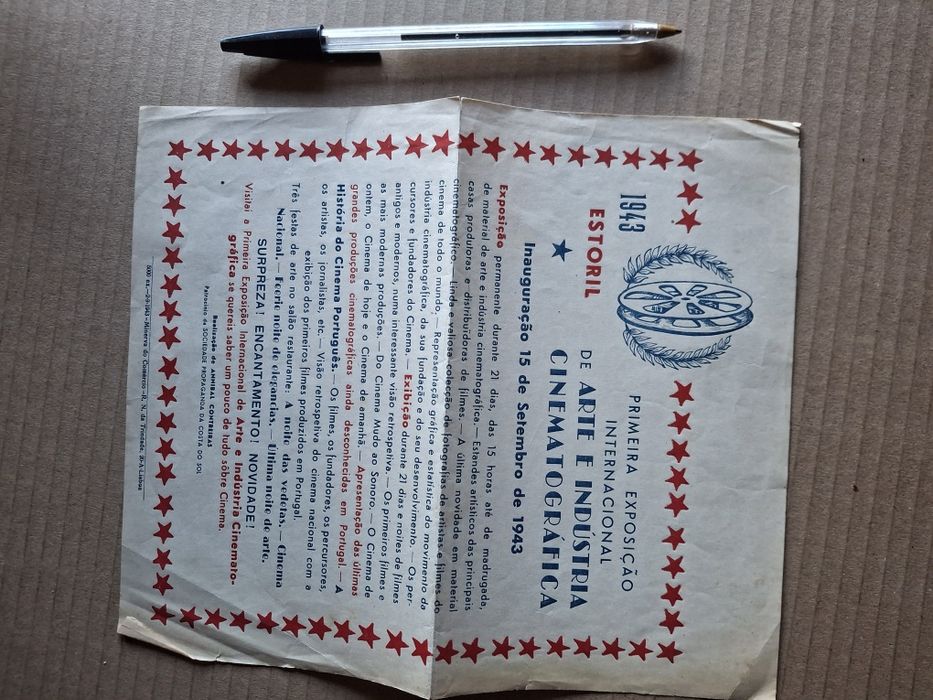 Folheto primeira exposicao cinema 1943 estoril