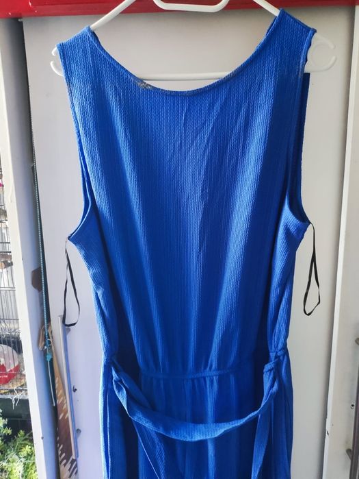 Suknia Sukienka Kombinezon Damski z Szerokimi Nogawkami Niebieski