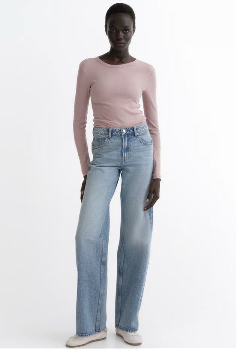 Базоаий лонгслів в рубчик H&M