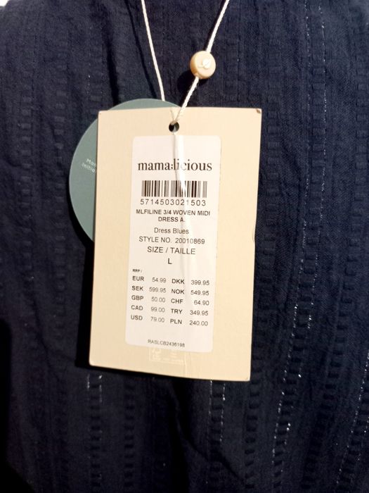 Nowa sukienka marki mama Licious L, bawełna