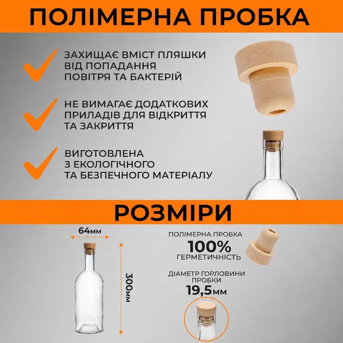 Пляшка 0.5 л скло | для Віскі, Горілки, Рому