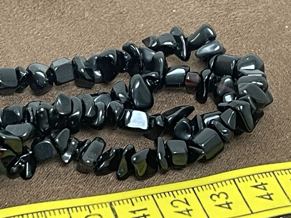 Onyks Dwa Długie Stare Naszyjniki z Kamieniami z Prl