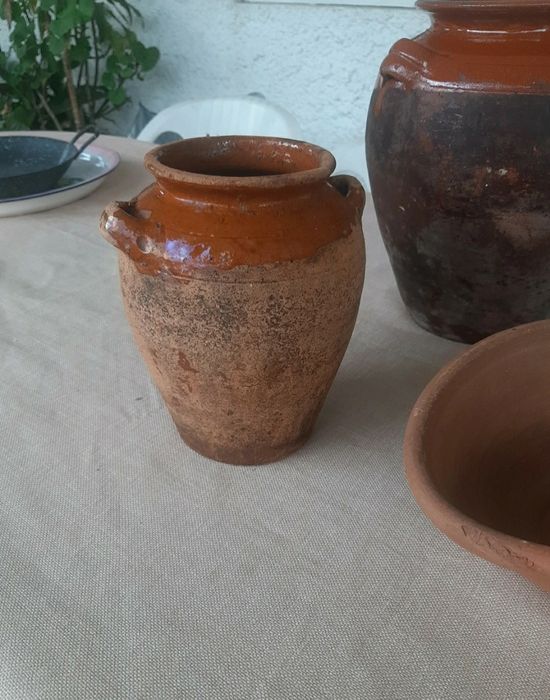 2 potes e 1 alguidar em barro