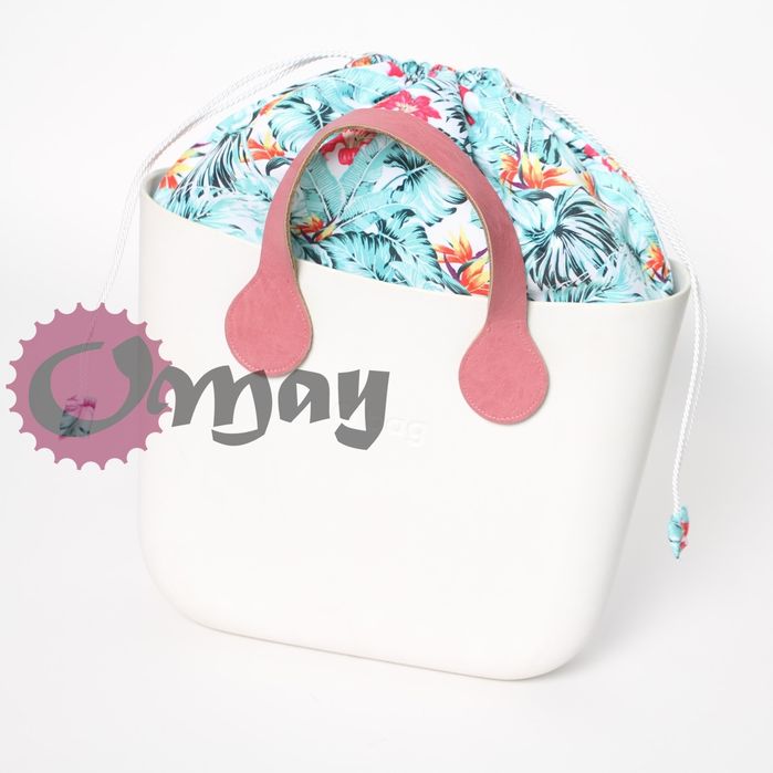 organizer OBAG MINI worek liście róż turkus 2 kieszenie komin OMAY