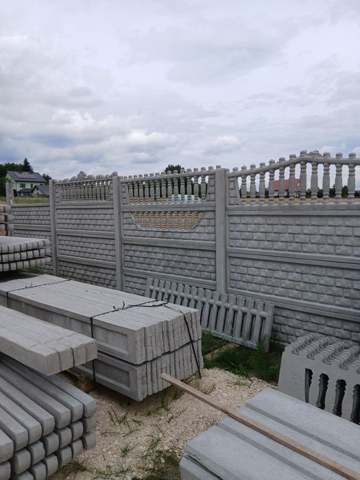 Ogrodzenie betonowe, płyty, słupy