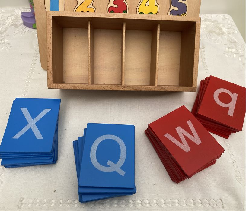 Montessori Letras de areia e Numeros brinquedos de madeira educativos