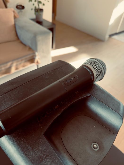 Coluna Samson + microfone Samson