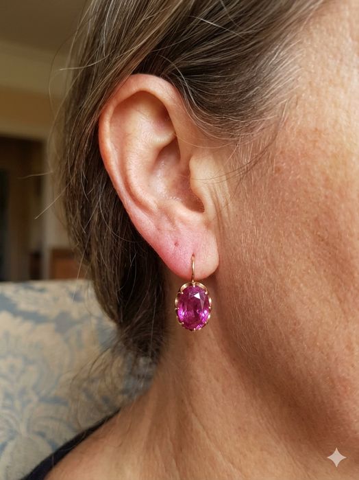 Золотые серьги рубин 583 проба ссср