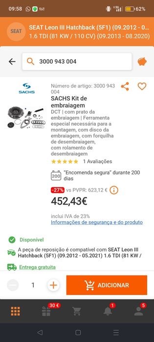 Embraiagem DSG Nova