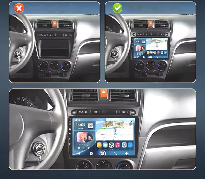 RÁDIO GPS 9'' ANDROID 13 KIA PICANTO 07-10 2 DIN 4GB+64GB
