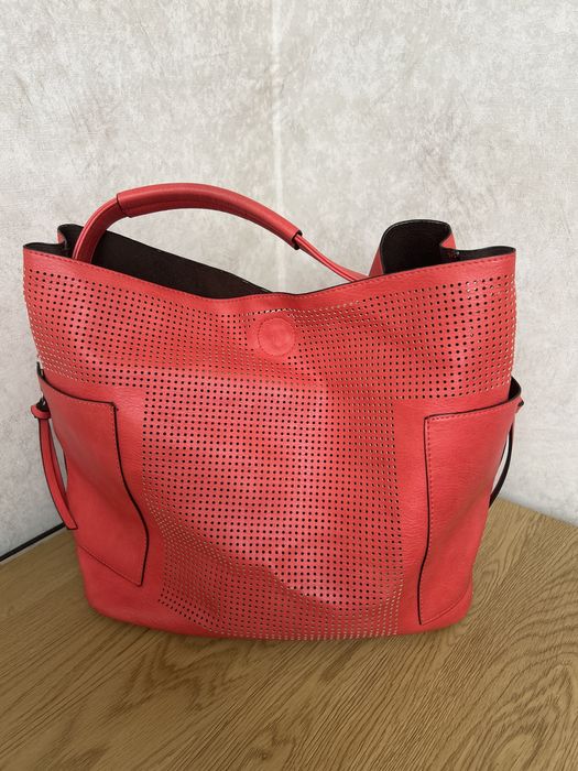 Сумка, екокожа, США, 32х30х19см, коралового коліру