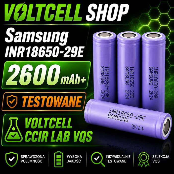 Ogniwa 18650 Samsung 29E 2600+ mAh Testowane Li-Ion Bateria Akumulator