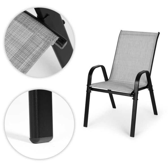 KRZESŁO OGRODOWE uniwersalne całoroczne - komplet 4 szt. JASNOSZARE